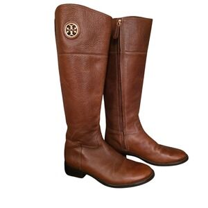 Tory Burch Brown Leather Knee High Riding Boots Women's Size 8.5M Old Money